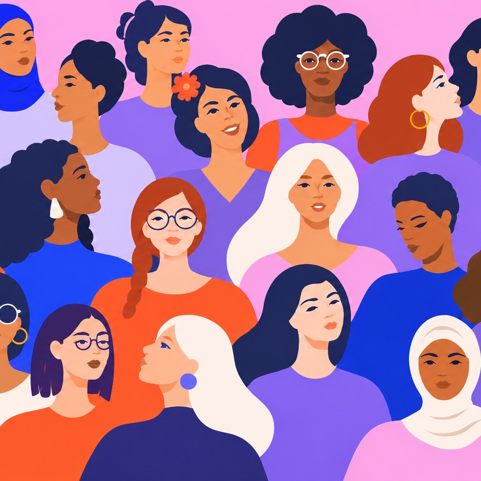 Illustration: a diverse group of women